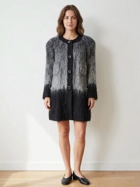 Paul Costelloe Catwalk Ombre Wool Mohair Black Gray Coat Jacket Women’s US 6